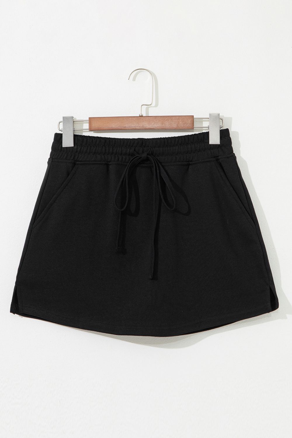 French Terry Drawstring Mini Skort with Pockets