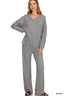 Zenana Soft Melange Long Sleeve Tee & Pants Set