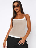 Faux Layered Square Neck Cropped Cami - felvior