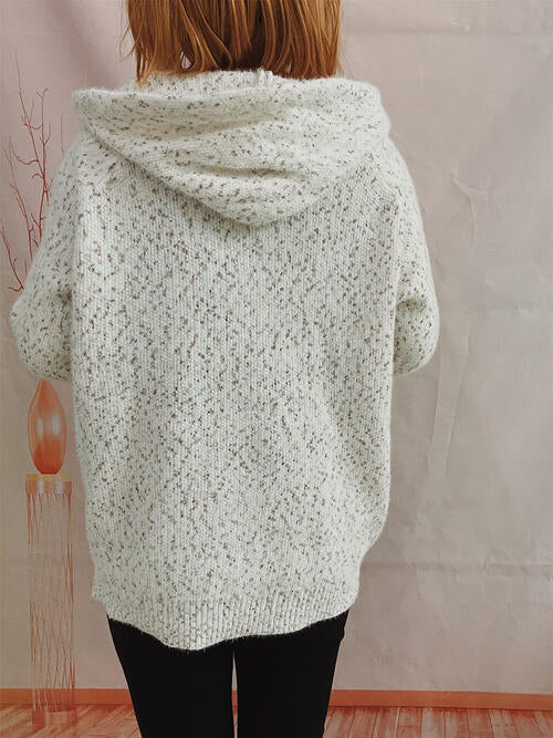 Langärmliger Kapuzenpullover mit Reißverschluss und Kordelzug Zweitbild