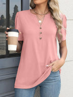 Notched Short Sleeve T-Shirt