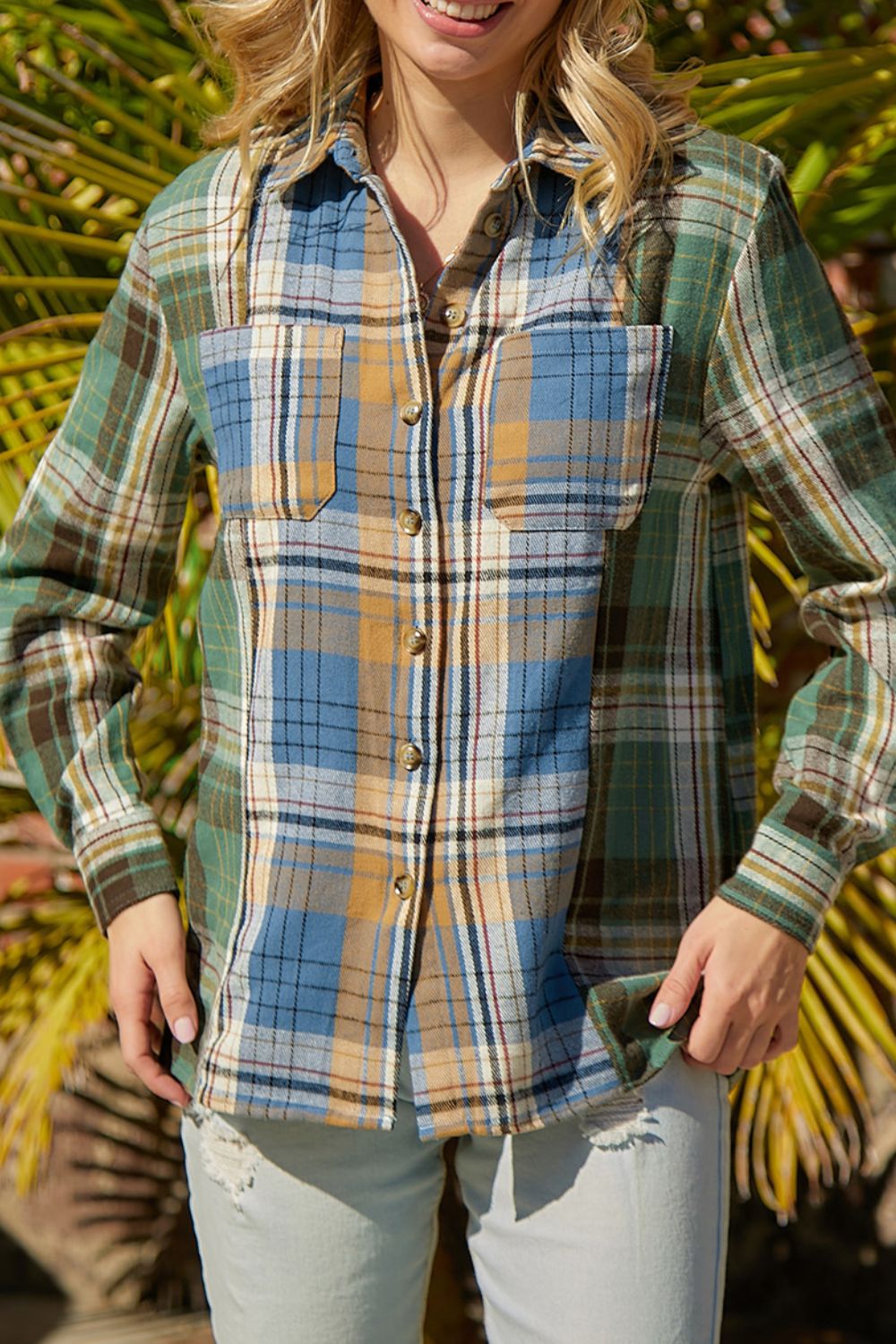 Plaid Button Up Long Sleeve Shirt - felvior
