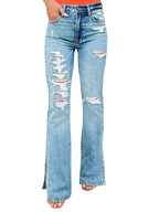 Distressed Slit Bootcut Jeans