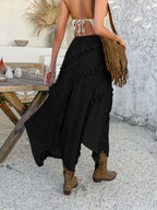 Devine Slit Drawstring Ruffled Skirt