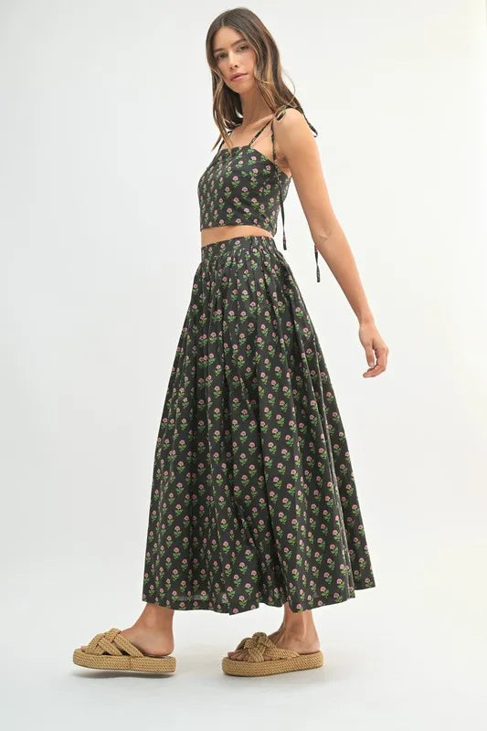 MABLE Floral Crop Top and Skirt Set - felvior