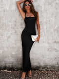 Devine Spaghetti Strap Bodyline Maxi Dress - felvior