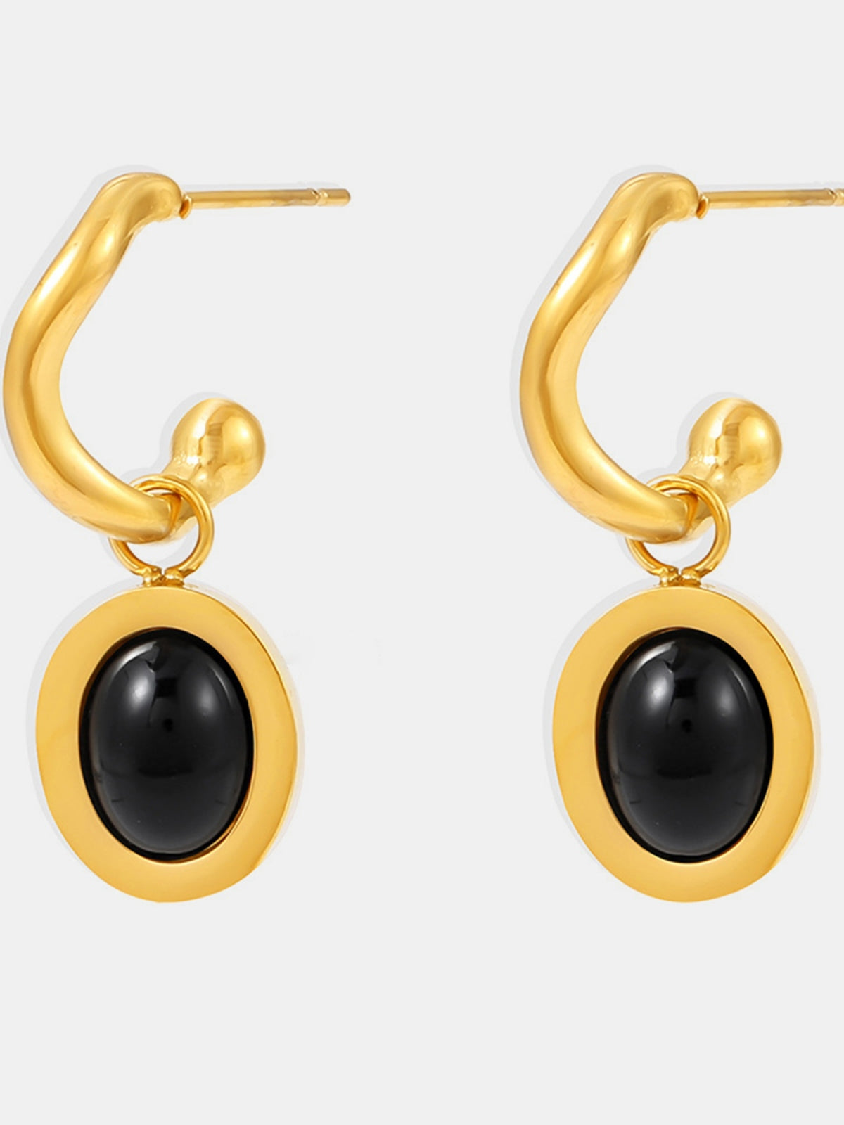 Stainless Steel Oval Drop Earrings - felvior