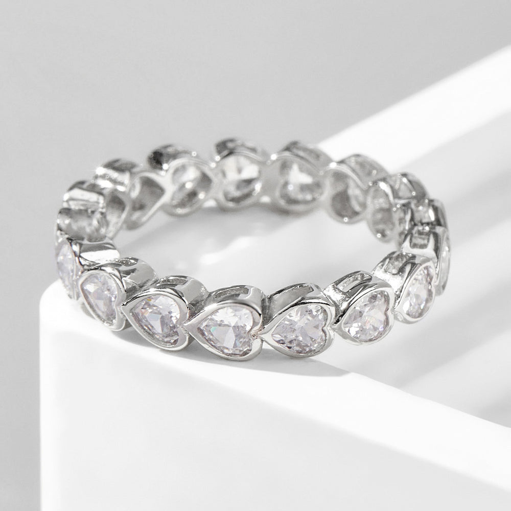 925 Sterling Silver Zircon Heart Ring - felvior