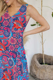 FAM-FAM Tiered Printed V-Neck Sleeveless Dress - felvior