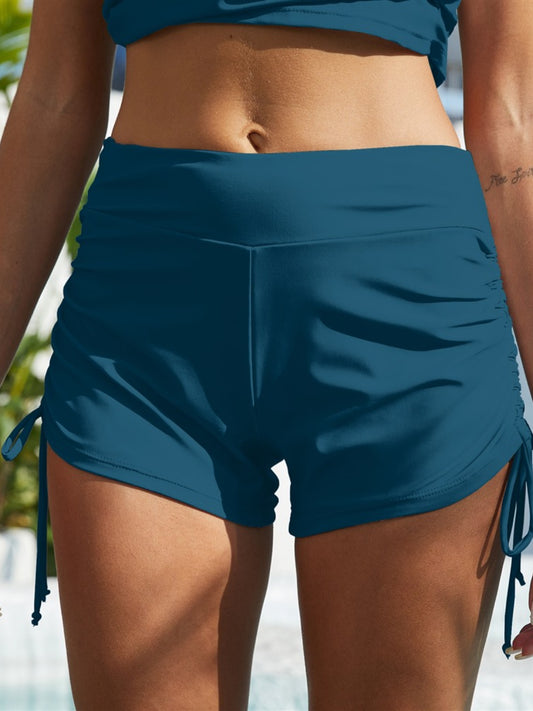 FAM-FAM Drawstring Mid-Rise Waist Swim Shorts - felvior