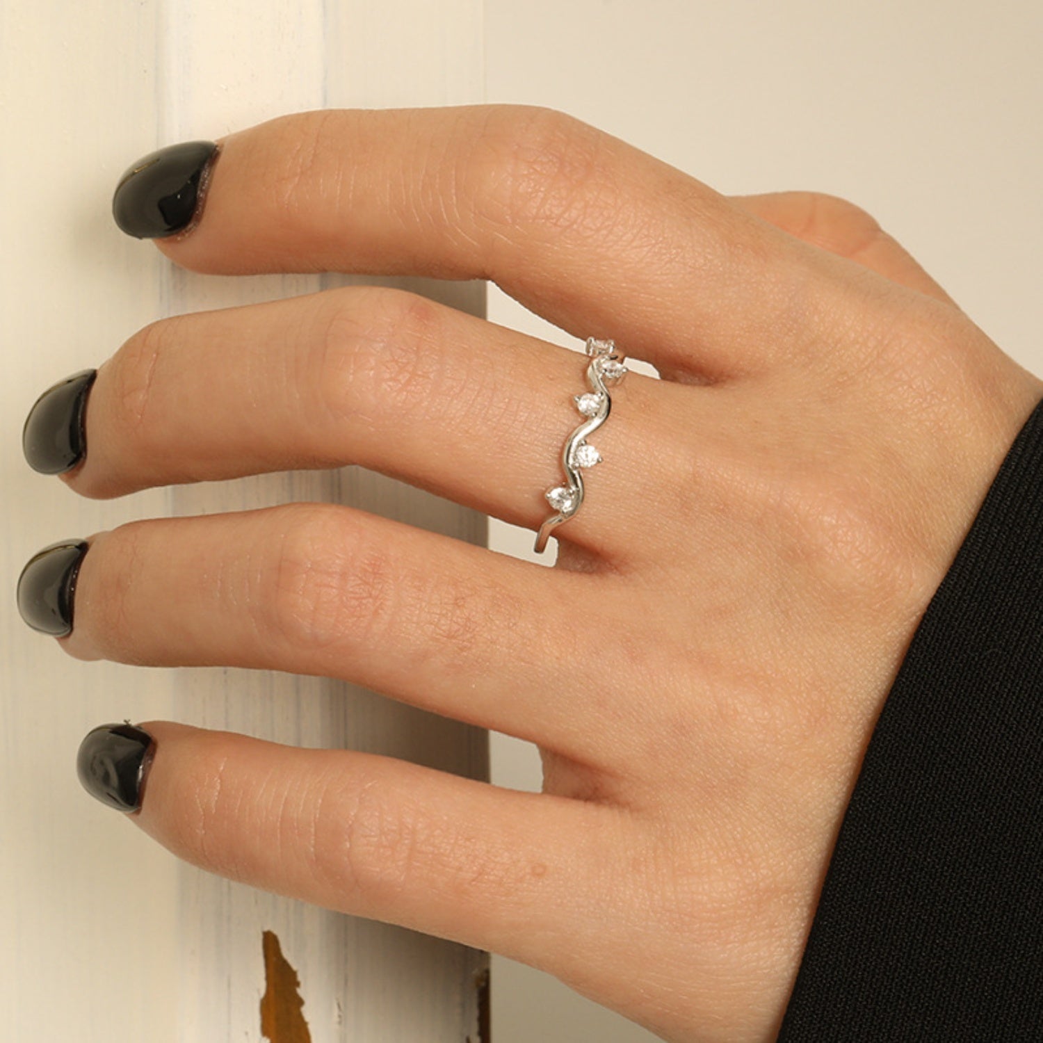 925 Sterling Silver Inlaid Zircon Ring - felvior