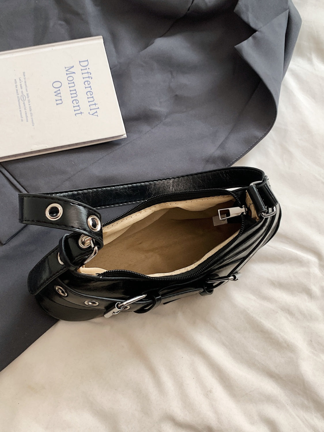 PU Leather Buckle Shoulder Bag - felvior