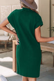 Mock Neck Short Sleeve Sweater Dress - felvior
