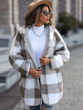 Plaid Open Front Hooded Coat - felvior