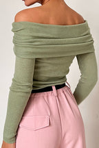 Off-Shoulder Long Sleeve Knit Top