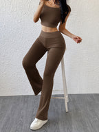 Boat Neck Cap Sleeve Top and Pants Set
