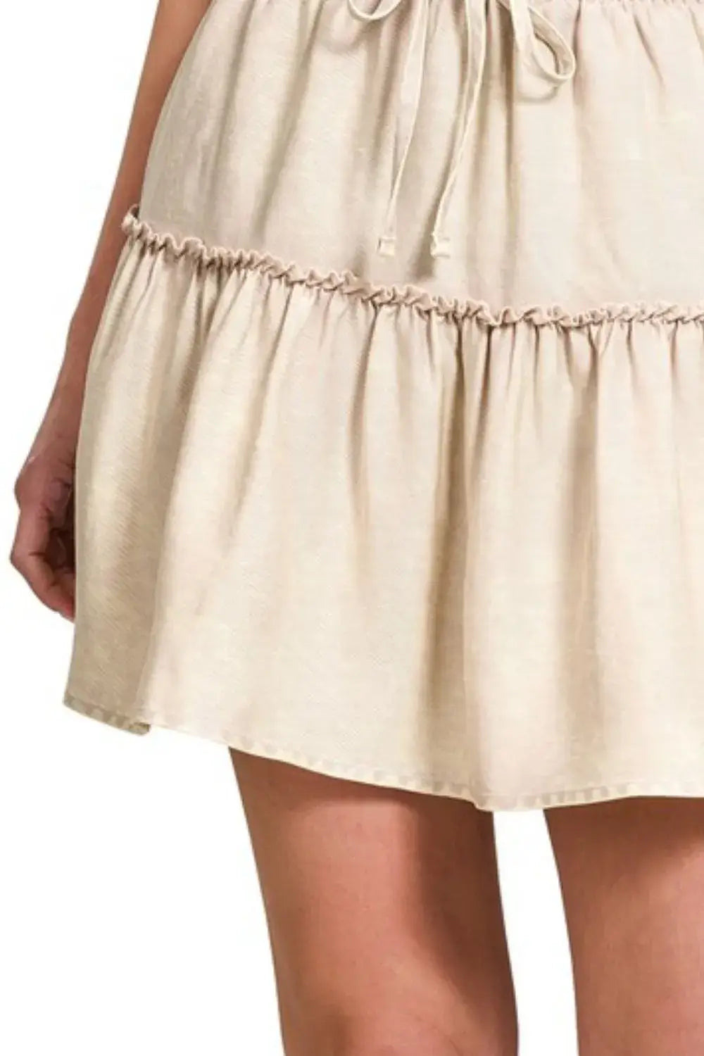 Zenana Tencel Washed Tiered Mini Skirts
