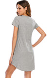 Graphic Round Neck Short Sleeve Lounge Dress - felvior