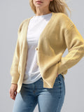 Button Down V-Neck Long Sleeve Cardigan - felvior