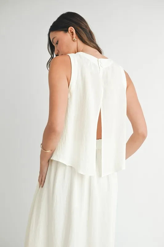 MABLE Wrinkled Round Neck Swing Top and Skirt Set - felvior