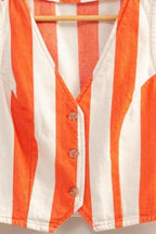 HYFVE Woven Striped V-Neck Button Down Vest