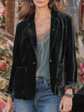 Pocketed Button Up Lapel Collar Blazer - felvior