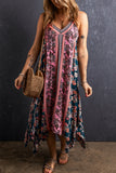 Printed V-Neck Midi Cami Dress - felvior