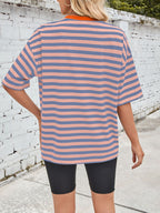Lovelet Striped Round Neck Half Sleeve T-Shirt