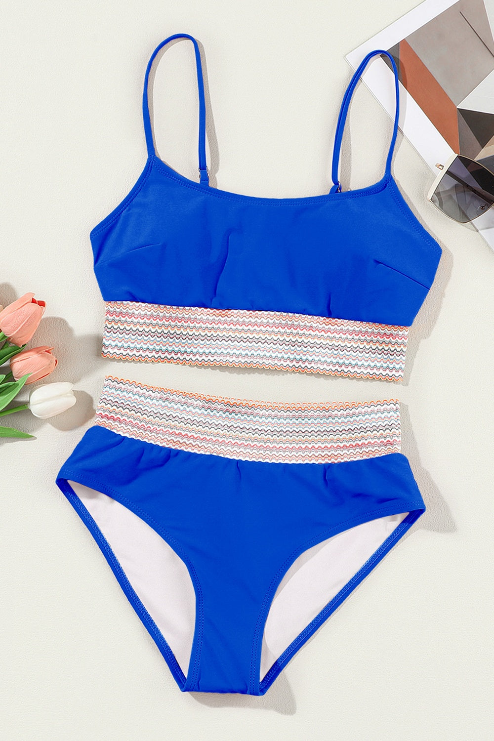 Scoop Neck Spaghetti Strap Bikini Set - felvior