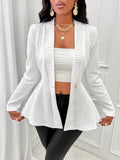One Button Textured Peplum Cardigan - felvior