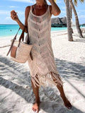 Fringe Scoop Neck Cover-Up - felvior