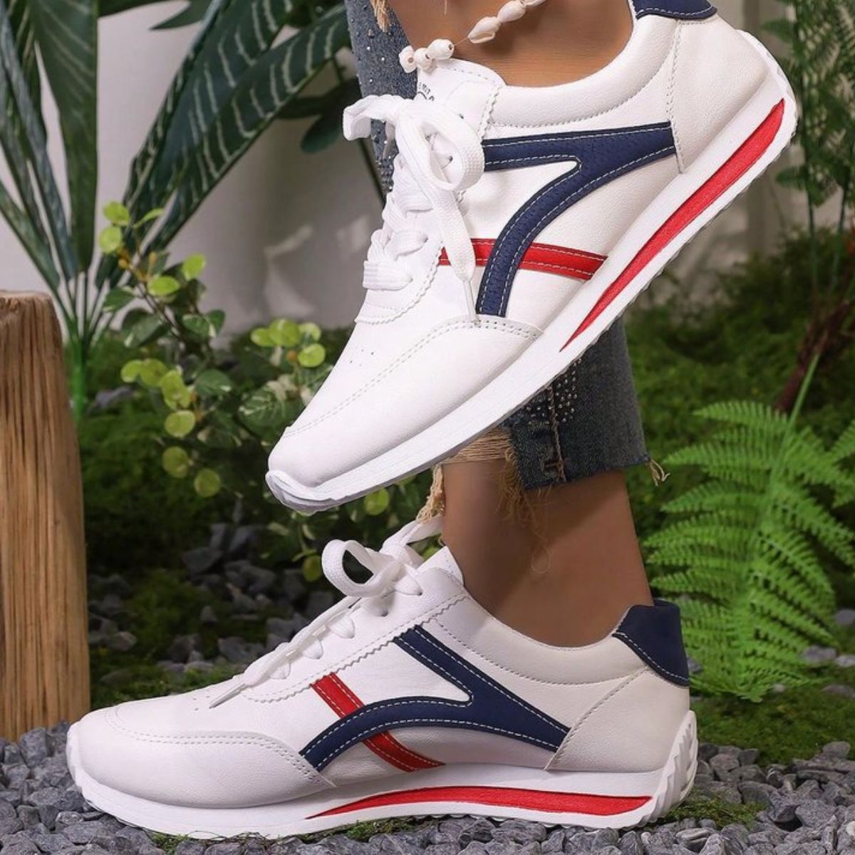 Lace Up Contrast Sneakers