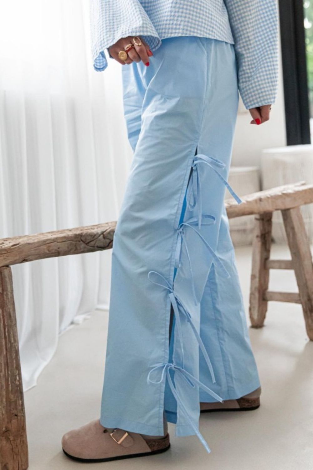 Side Tied Pants with Pockets