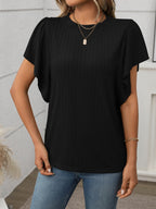 Round Neck Flutter Sleeve T-Shirt