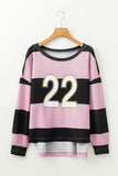 High-Low Color Block Round Neck Long Sleeve T-Shirt - felvior