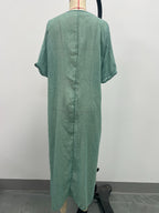 Full Size V-Neck Short Sleeve Midi Dress Plus Size