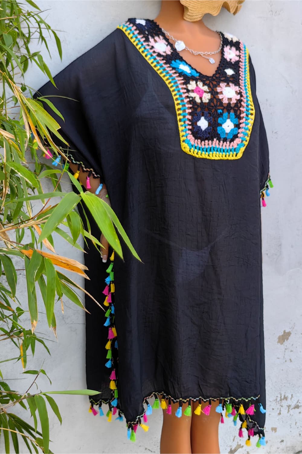 Tassel Detail Embroidery Dress - felvior