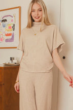 Zenana Sweater Mock Neck Top & Long Pants Set