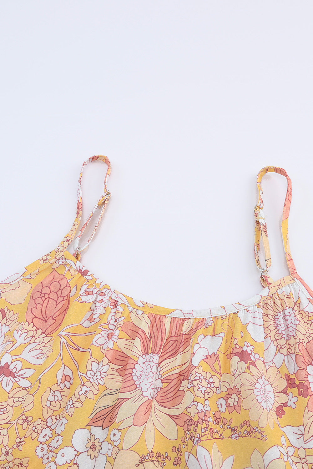 Floral Spaghetti Strap Tiered Dress - felvior