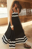 Contrast Trim Square Neck Wide Strap Dress - felvior