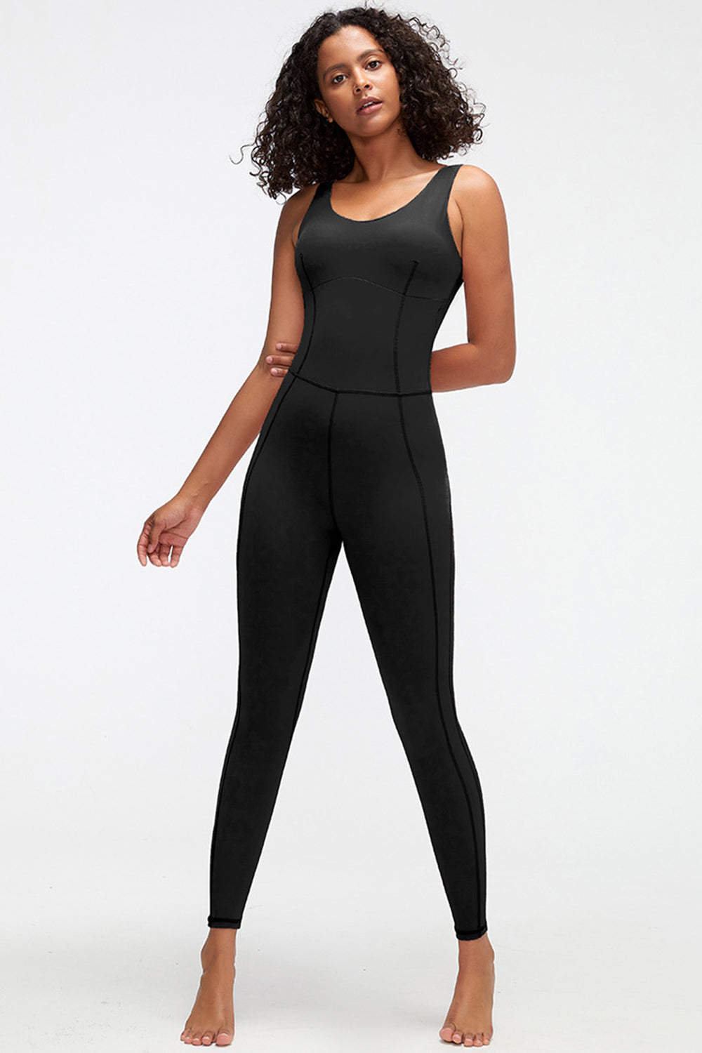 Crisscross Wide Strap Active Jumpsuit - felvior