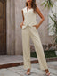 Button Down V-Neck Vest and Pants Set