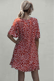 Tie Neck Flounce Sleeve Printed Mini Dress - felvior