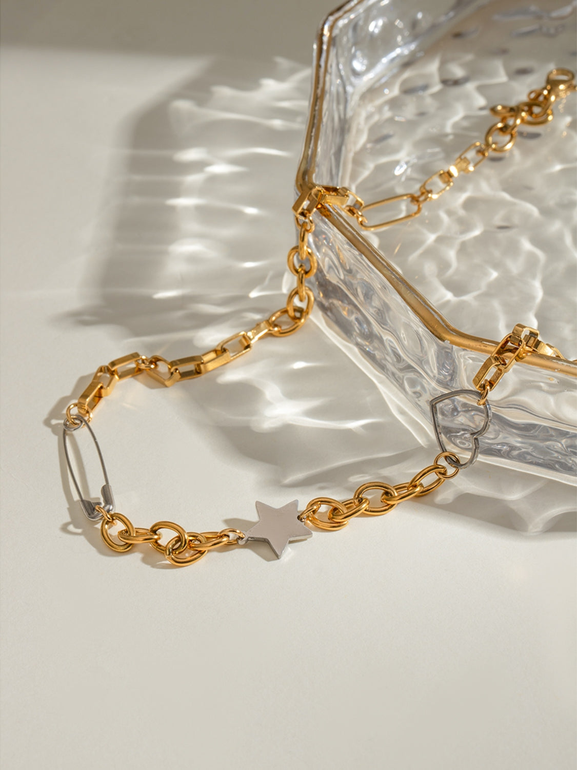 Edelstahl Stern Herz Halskette Zweitbild