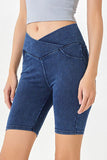 Basic Bae Asymmetrical Waist Denim Shorts with Pockets - felvior
