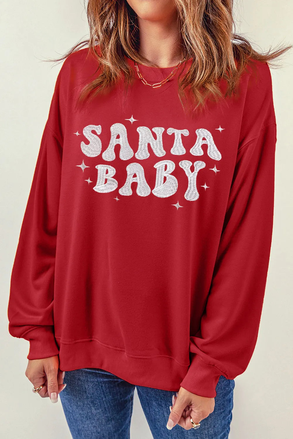 SANTA BABY Round Neck Long Sleeve Sweatshirt - felvior