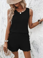 Round Neck Wide Strap Tank and Shorts Set