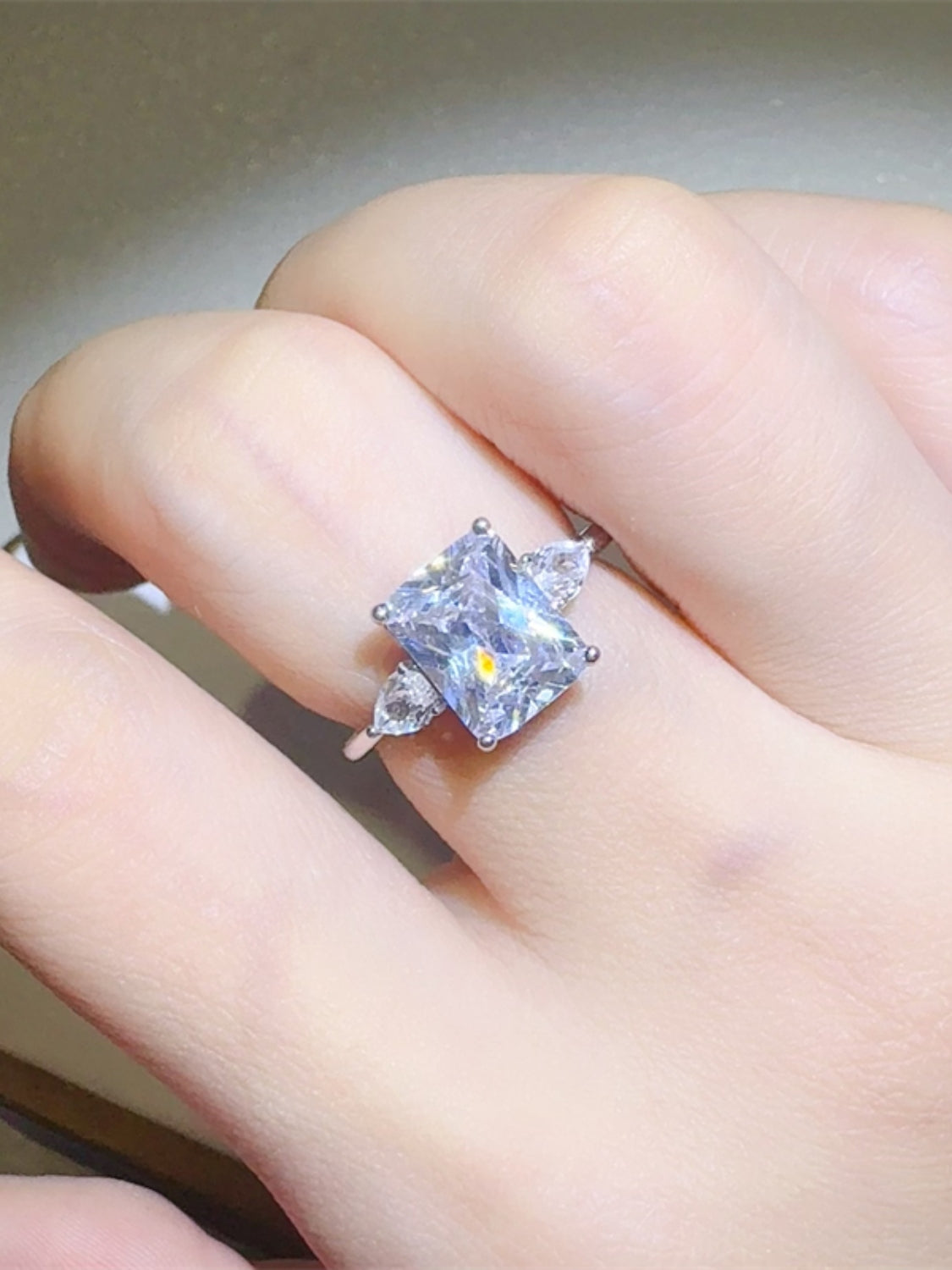3 Carat Moissanite 925 Sterling Silver Square Shape Ring - felvior