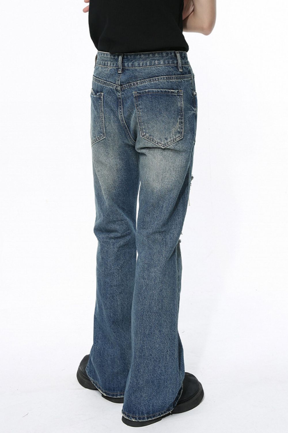 Men's Distressed Bootcut Jeans - felvior