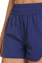 Zenana Windbreaker Smocked Waistband Running Shorts